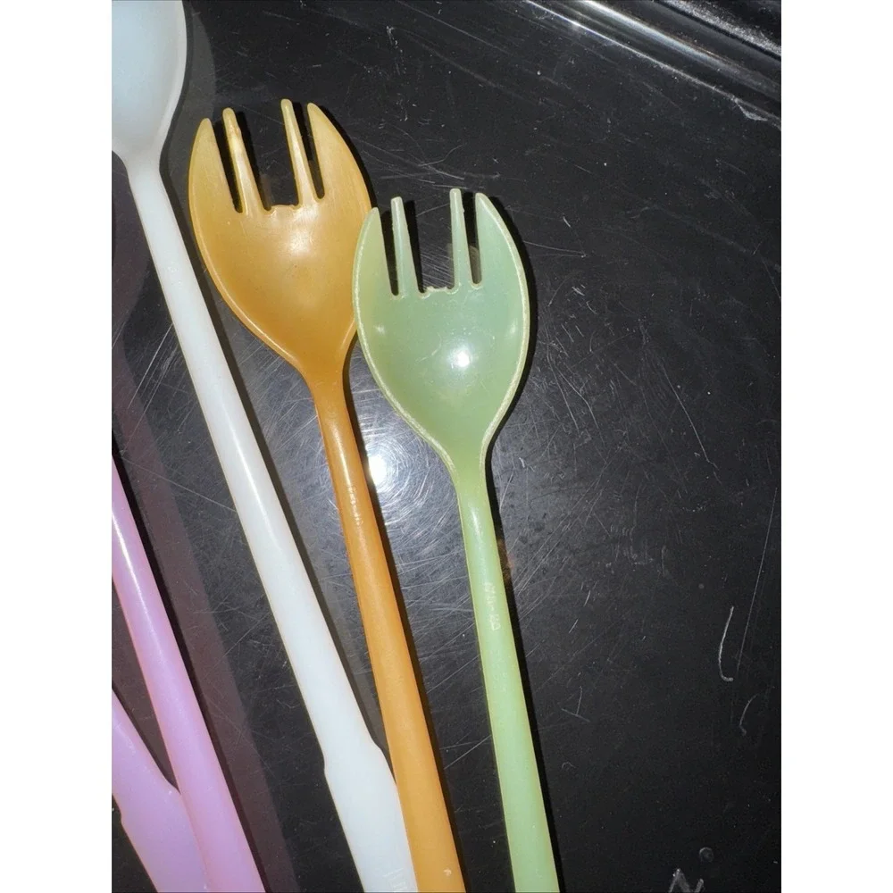 Tupperware Vintage Sporks (fork/spoon combo) lot of 11 various colors Mold # 175